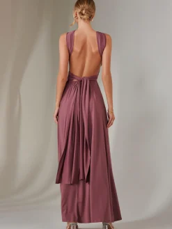 Jolie Moi Occasion Dresses|Wrap Dresses-Halter Neck Maxi Bridesmaid Dress, Mauve
