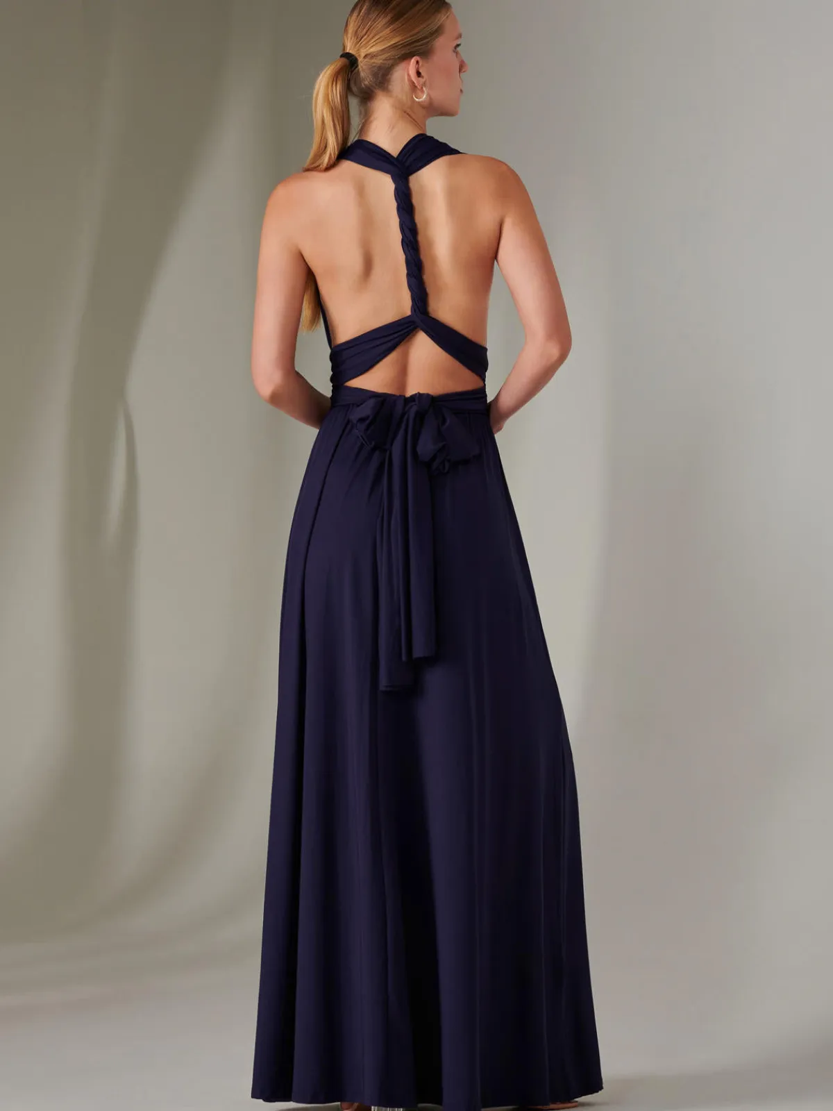 Jolie Moi Occasion Dresses|Wrap Dresses-Halter Neck Maxi Bridesmaid Dress, Navy
