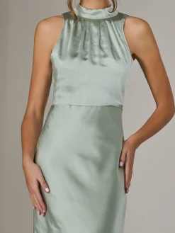 Jolie Moi Occasion Dresses|Maxi Dresses-Halter Neck Maxi Dress, Green