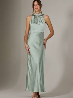 Jolie Moi Occasion Dresses|Maxi Dresses-Halter Neck Maxi Dress, Green