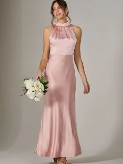 Jolie Moi Occasion Dresses|Maxi Dresses-Halter Neck Maxi Dress, Pink