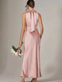 Jolie Moi Occasion Dresses|Maxi Dresses-Halter Neck Maxi Dress, Pink