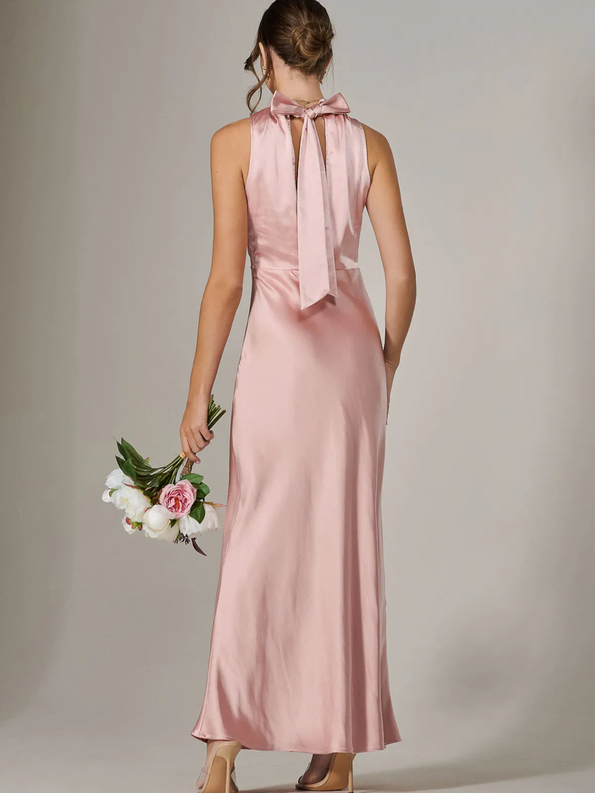 Jolie Moi Occasion Dresses|Maxi Dresses-Halter Neck Maxi Dress, Pink