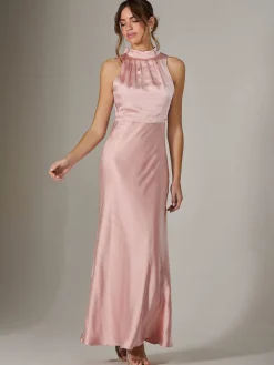 Jolie Moi Occasion Dresses|Maxi Dresses-Halter Neck Maxi Dress, Pink