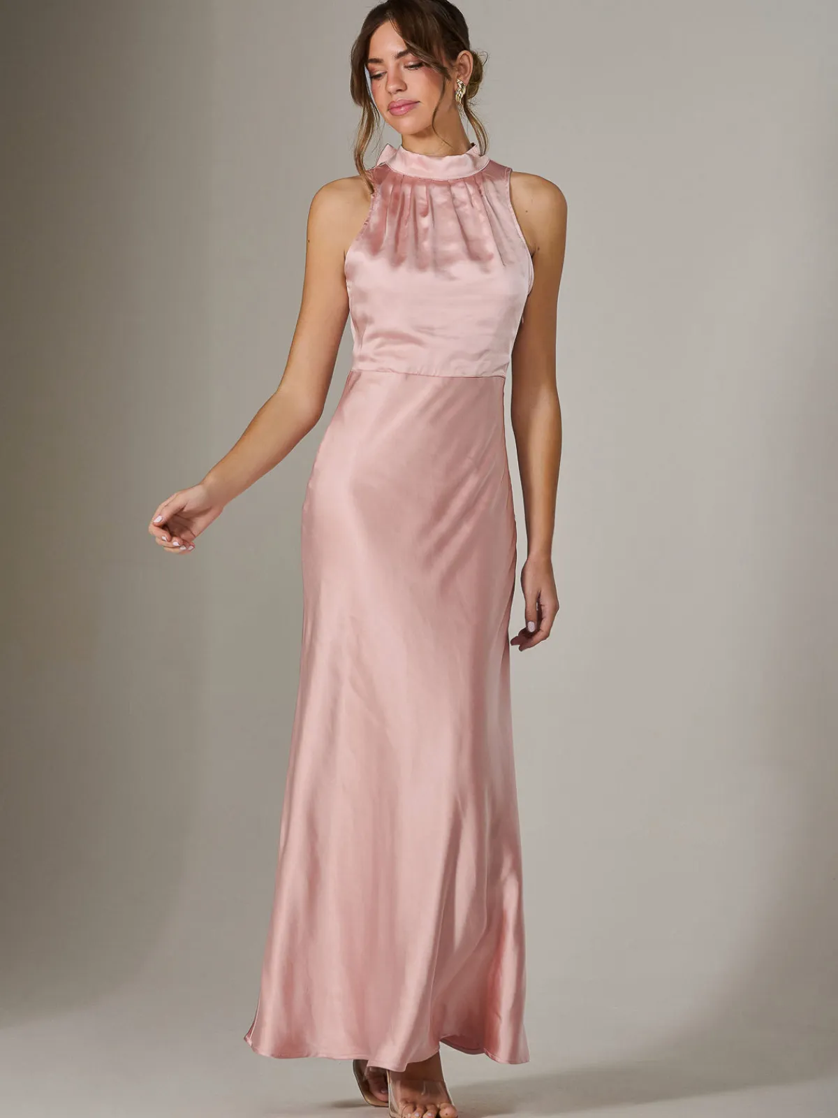 Jolie Moi Occasion Dresses|Maxi Dresses-Halter Neck Maxi Dress, Pink