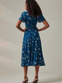 Jolie Moi Occasion Dresses|Weekend Casuals-Harlie Floral Mesh Maxi Dress, Teal Floral
