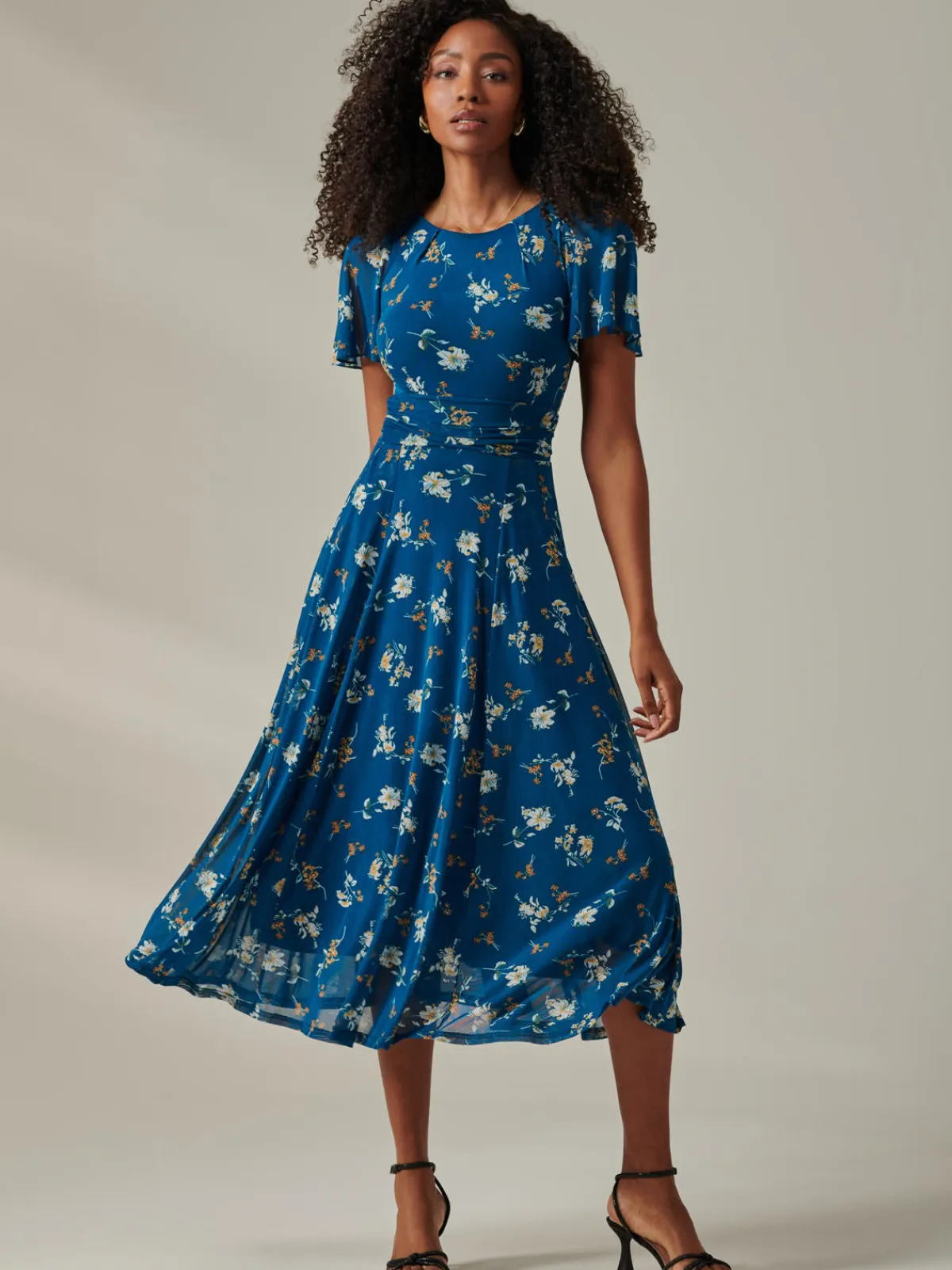 Jolie Moi Occasion Dresses|Weekend Casuals-Harlie Floral Mesh Maxi Dress, Teal Floral