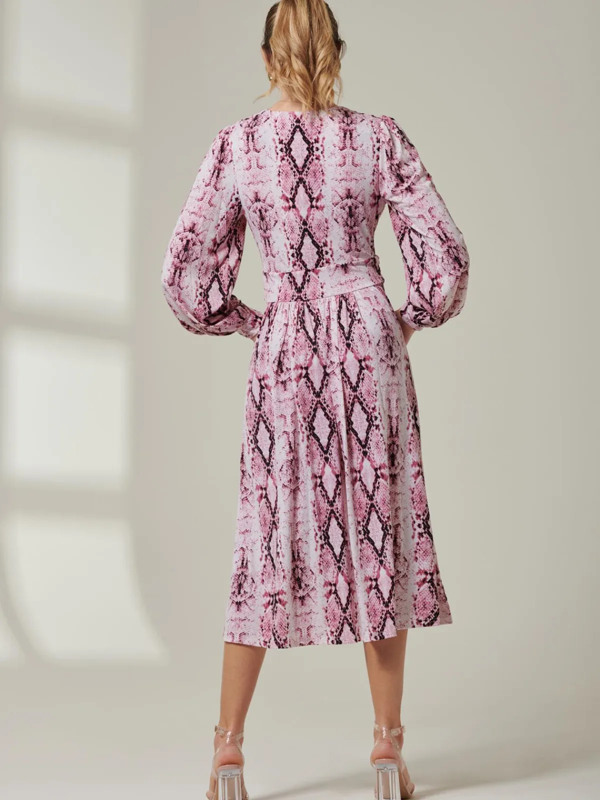 Jolie Moi Occasion Dresses|Wrap Dresses-Harper Long Sleeve Jersey Dress, Pink Multi