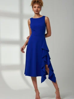 Jolie Moi Occasion Dresses|Weekend Casuals-Haylen Frill Detail Midi Dress, Royal Blue