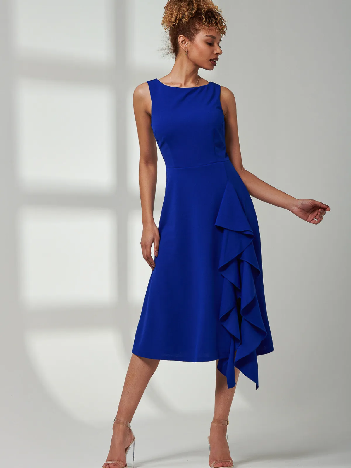 Jolie Moi Occasion Dresses|Weekend Casuals-Haylen Frill Detail Midi Dress, Royal Blue