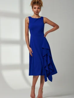 Jolie Moi Occasion Dresses|Weekend Casuals-Haylen Frill Detail Midi Dress, Royal Blue