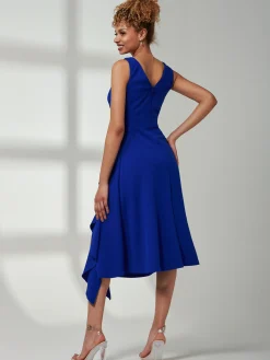 Jolie Moi Occasion Dresses|Weekend Casuals-Haylen Frill Detail Midi Dress, Royal Blue