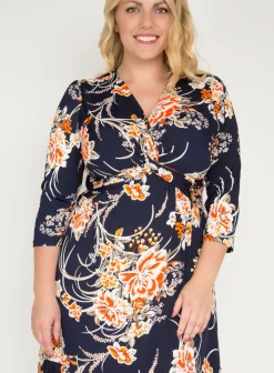 Jolie Moi Occasion Dresses|Floral Dresses-J by Print Flounce Hem Midi Dress, Orange Multi