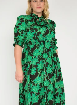 Jolie Moi Occasion Dresses|Office Wear-J by Tie Neck Woven Midi Dress, Green Multi