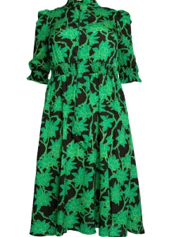 Jolie Moi Occasion Dresses|Office Wear-J by Tie Neck Woven Midi Dress, Green Multi