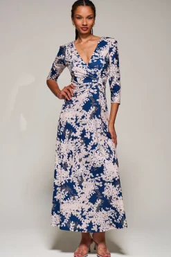 Jolie Moi Occasion Dresses|Floral Dresses-Jersey Fit & Flare Maxi Dress, Navy Abstract