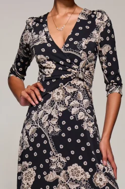 Jolie Moi Occasion Dresses|Floral Dresses-Jersey Ruched Waist Fit & Flare Maxi Dress, Black Floral