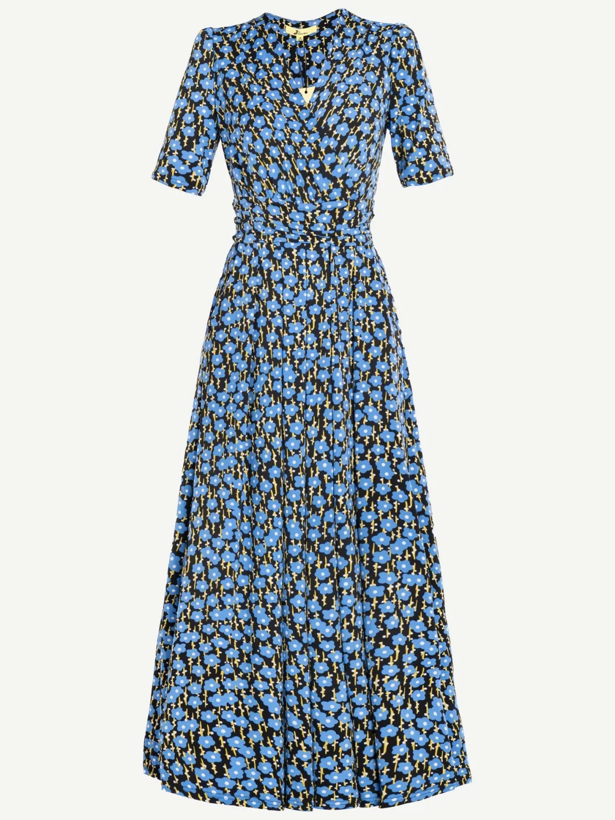 Jolie Moi Occasion Dresses|Floral Dresses-Acadia Floral Print Wrap Maxi Dress, Black Floral