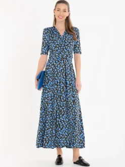 Jolie Moi Occasion Dresses|Floral Dresses-Acadia Floral Print Wrap Maxi Dress, Black Floral