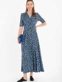 Jolie Moi Occasion Dresses|Floral Dresses-Acadia Floral Print Wrap Maxi Dress, Black Floral
