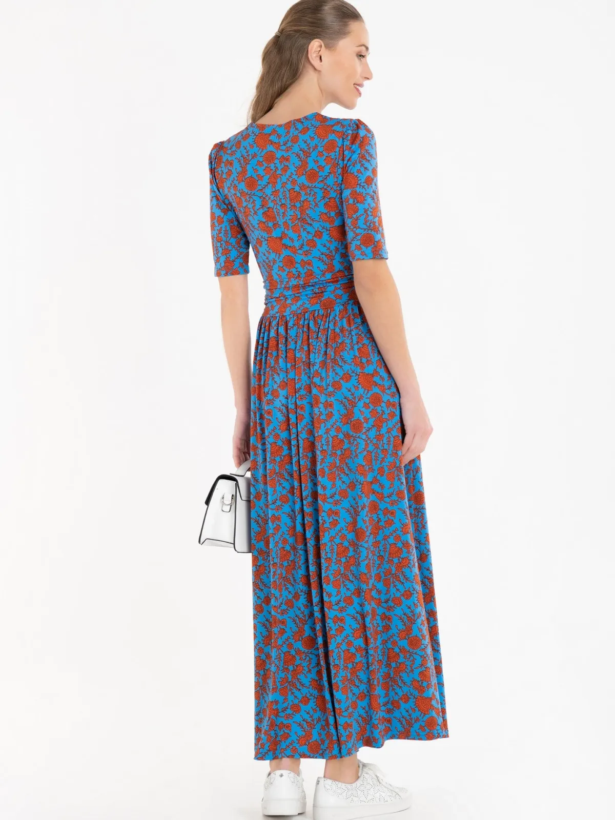Jolie Moi Occasion Dresses|Floral Dresses-Acadia Floral Print Wrap Maxi Dress, Blue/Floral