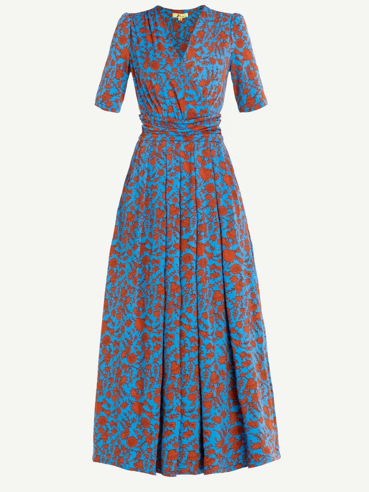 Jolie Moi Occasion Dresses|Floral Dresses-Acadia Floral Print Wrap Maxi Dress, Blue/Floral