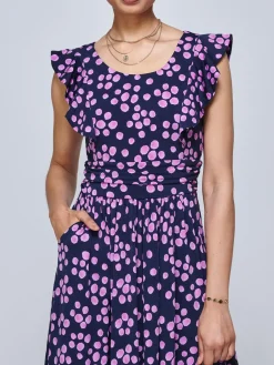 Jolie Moi Occasion Dresses|Jersey Dresses-Adalena Frill Shoulder Maxi Dress, Spot Multi