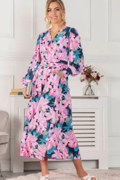 Jolie Moi Occasion Dresses|Floral Dresses-Allyn Long Sleeved Maxi Dress, Floral Multi