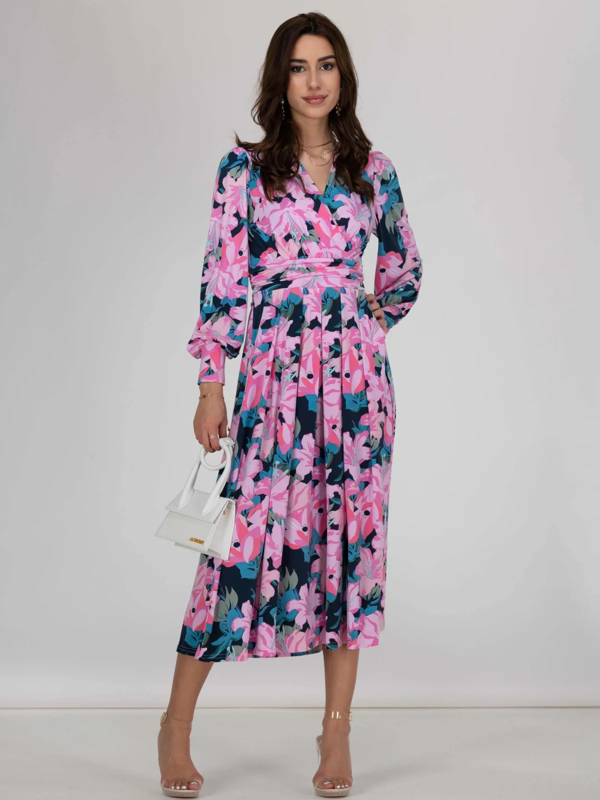 Jolie Moi Occasion Dresses|Floral Dresses-Allyn Long Sleeved Maxi Dress, Floral Multi