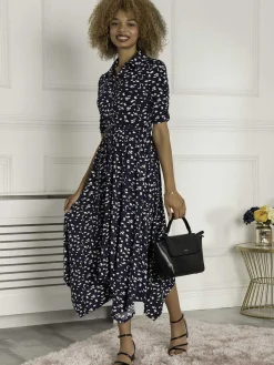 Jolie Moi Occasion Dresses|Office Dresses-Alys Hanky Hem Dress, Dark Teal