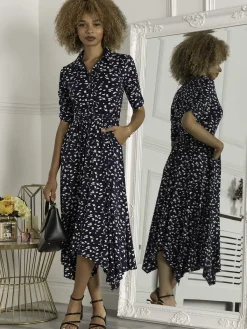 Jolie Moi Occasion Dresses|Office Dresses-Alys Hanky Hem Dress, Dark Teal