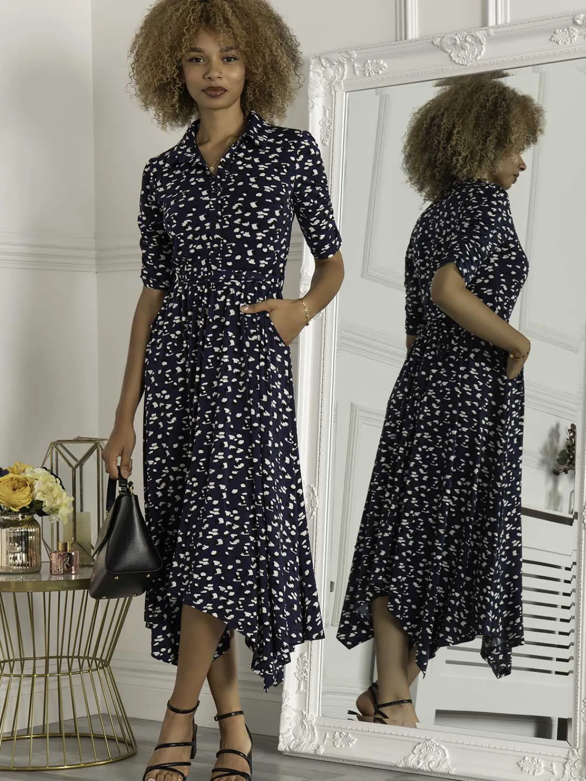 Jolie Moi Occasion Dresses|Office Dresses-Alys Hanky Hem Dress, Dark Teal