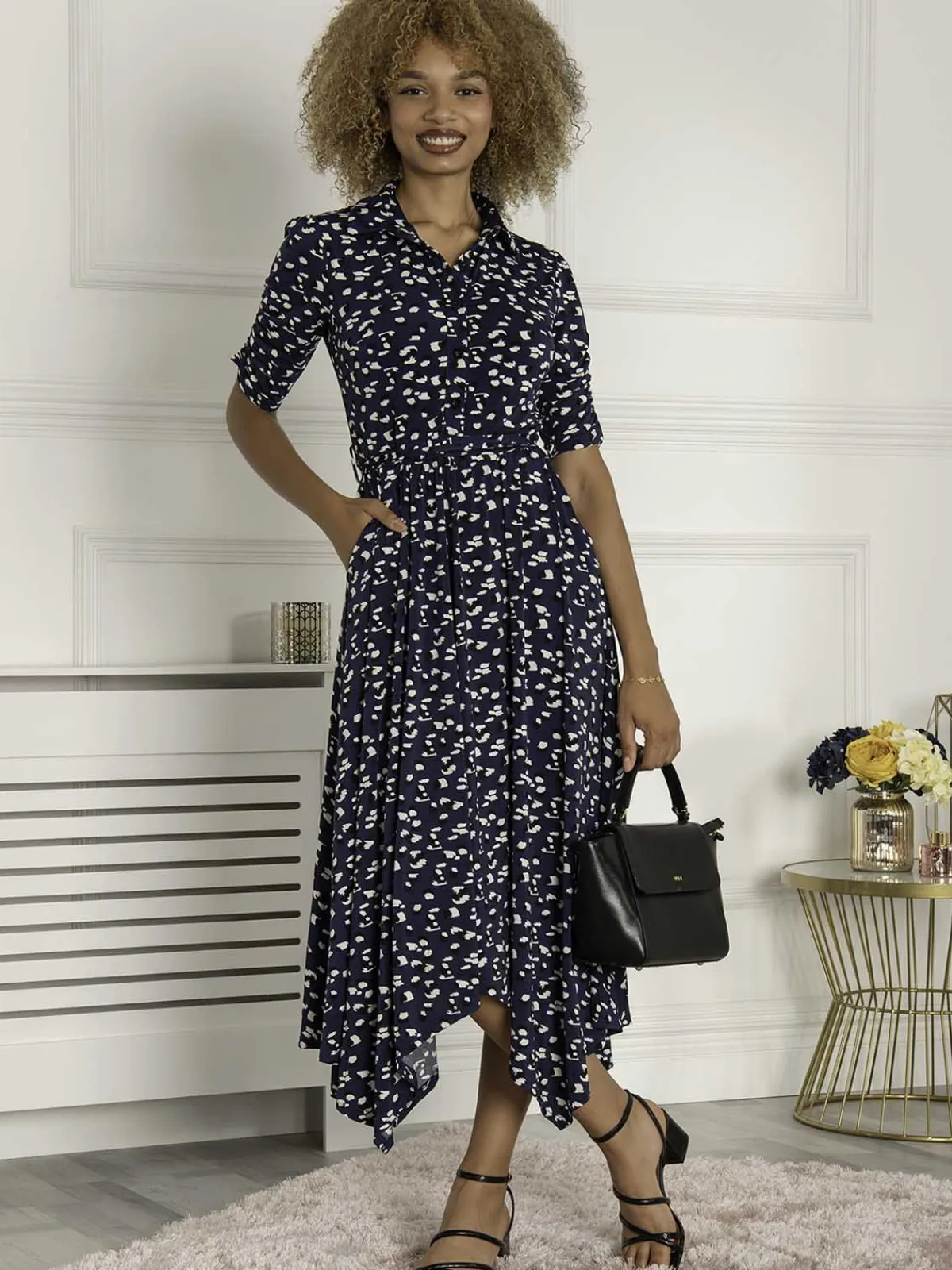 Jolie Moi Occasion Dresses|Office Dresses-Alys Hanky Hem Dress, Dark Teal