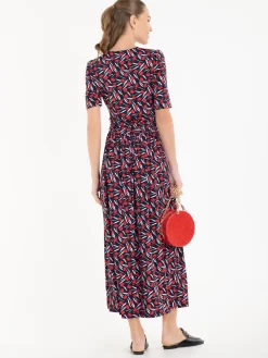 Jolie Moi Occasion Dresses|Jersey Dresses-Amaka Floral Midi Dress, Navy Floral