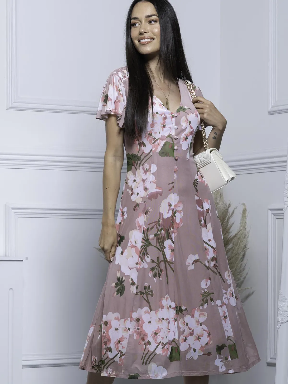 Jolie Moi Occasion Dresses|Mother Of The Bride-Amia Floral Print Midi Dress, Pink Floral