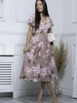 Jolie Moi Occasion Dresses|Mother Of The Bride-Amia Floral Print Midi Dress, Pink Floral