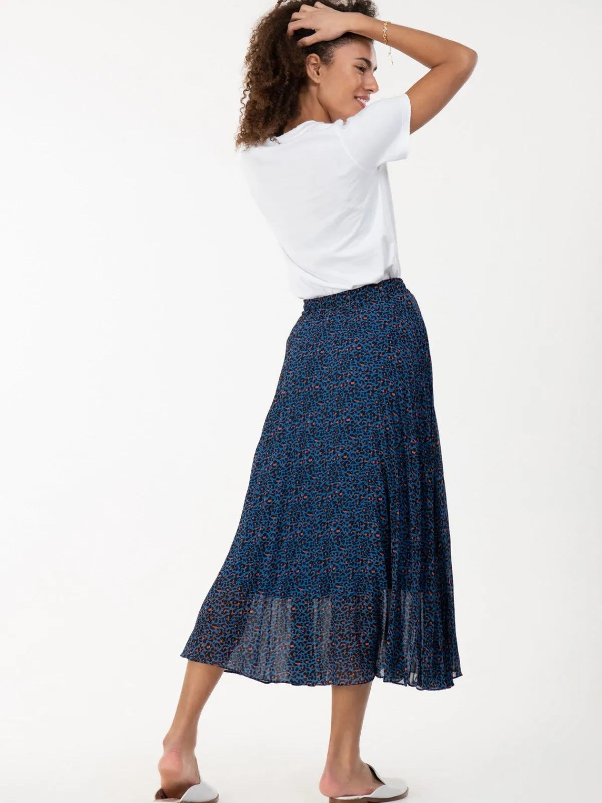 Jolie Moi Skirts|Weekend Casuals-Animal Print Chiffon Skirt, Blue Animal