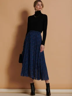 Jolie Moi Skirts|Weekend Casuals-Animal Print Chiffon Skirt, Blue Animal