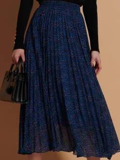 Jolie Moi Skirts|Weekend Casuals-Animal Print Chiffon Skirt, Blue Animal