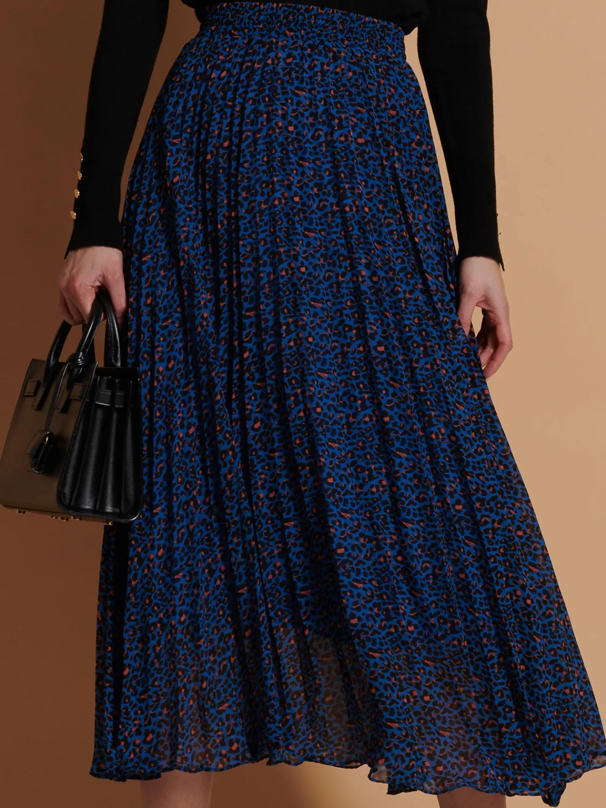 Jolie Moi Skirts|Weekend Casuals-Animal Print Chiffon Skirt, Blue Animal