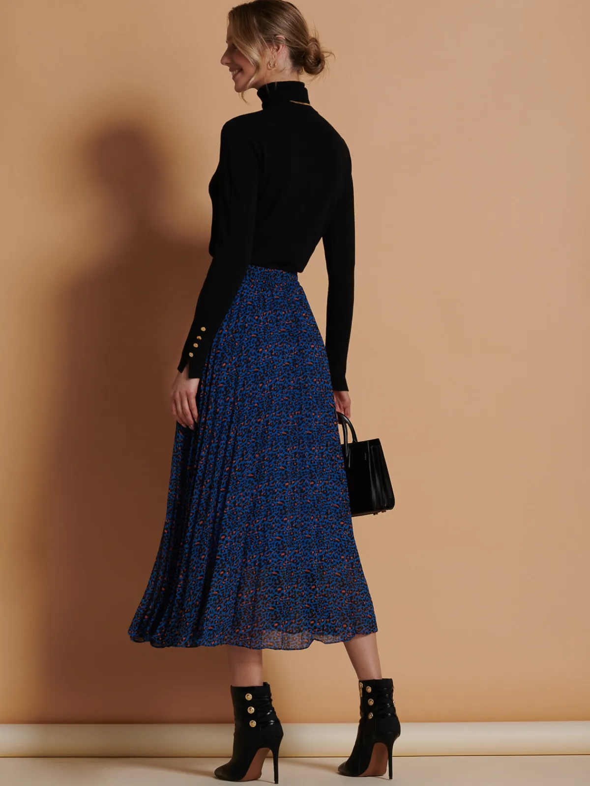 Jolie Moi Skirts|Weekend Casuals-Animal Print Chiffon Skirt, Blue Animal