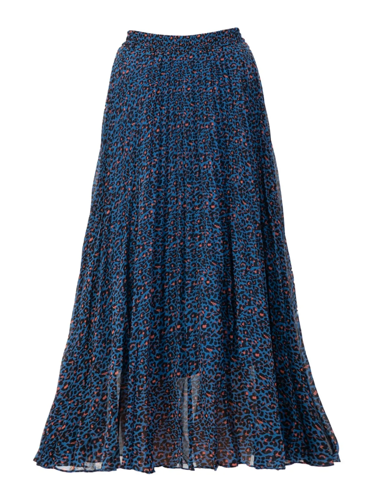 Jolie Moi Skirts|Weekend Casuals-Animal Print Chiffon Skirt, Blue Animal
