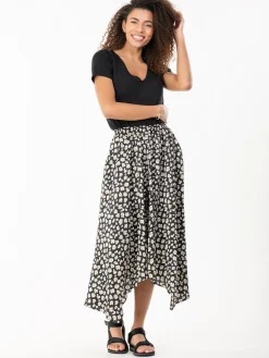 Jolie Moi Skirts-Animal Print Hanky Hem Maxi Skirt, Black