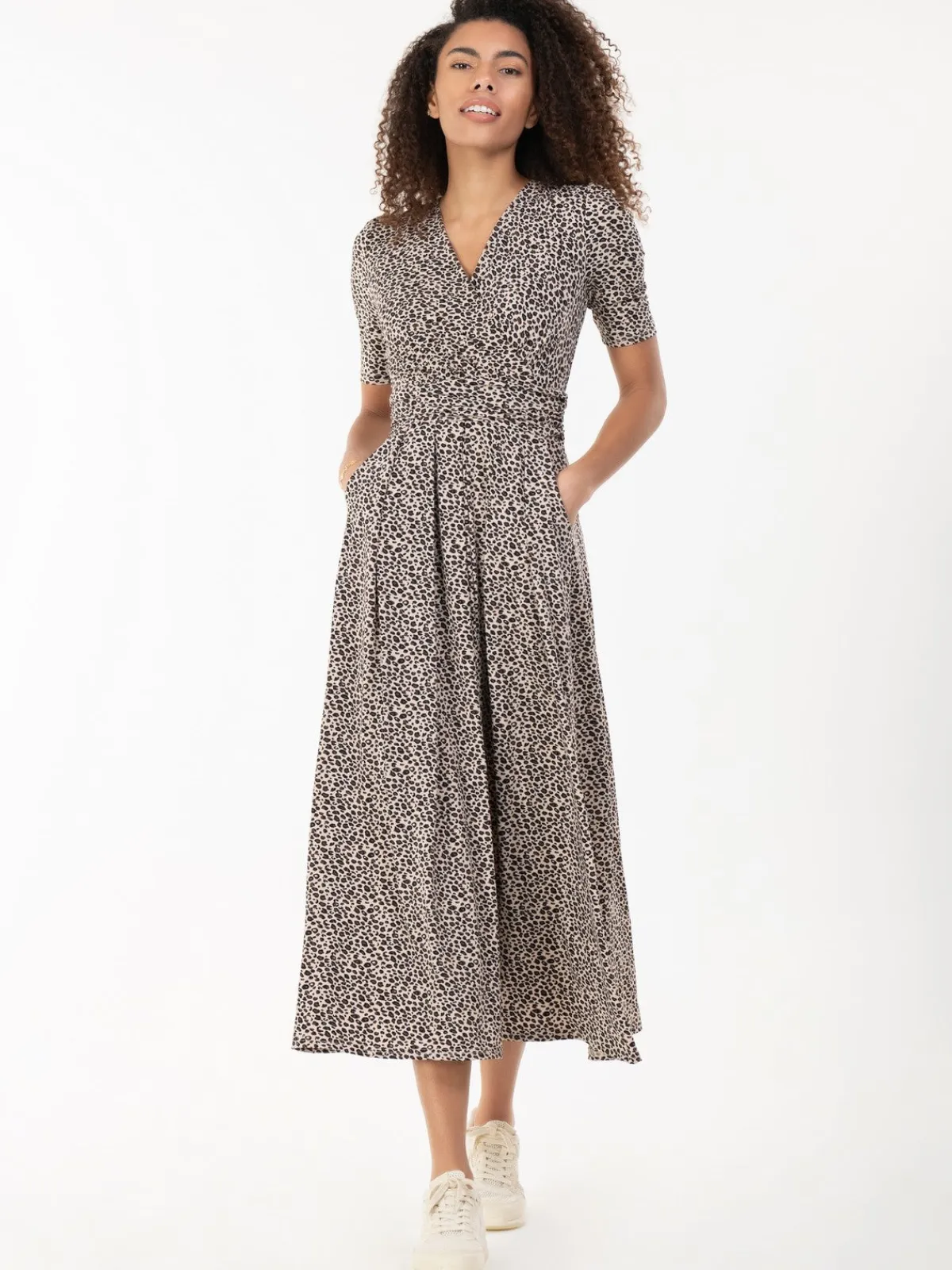 Jolie Moi Occasion Dresses|Jersey Dresses-Beatrice Animal Print Jersey Maxi Dress, Neutral Animal