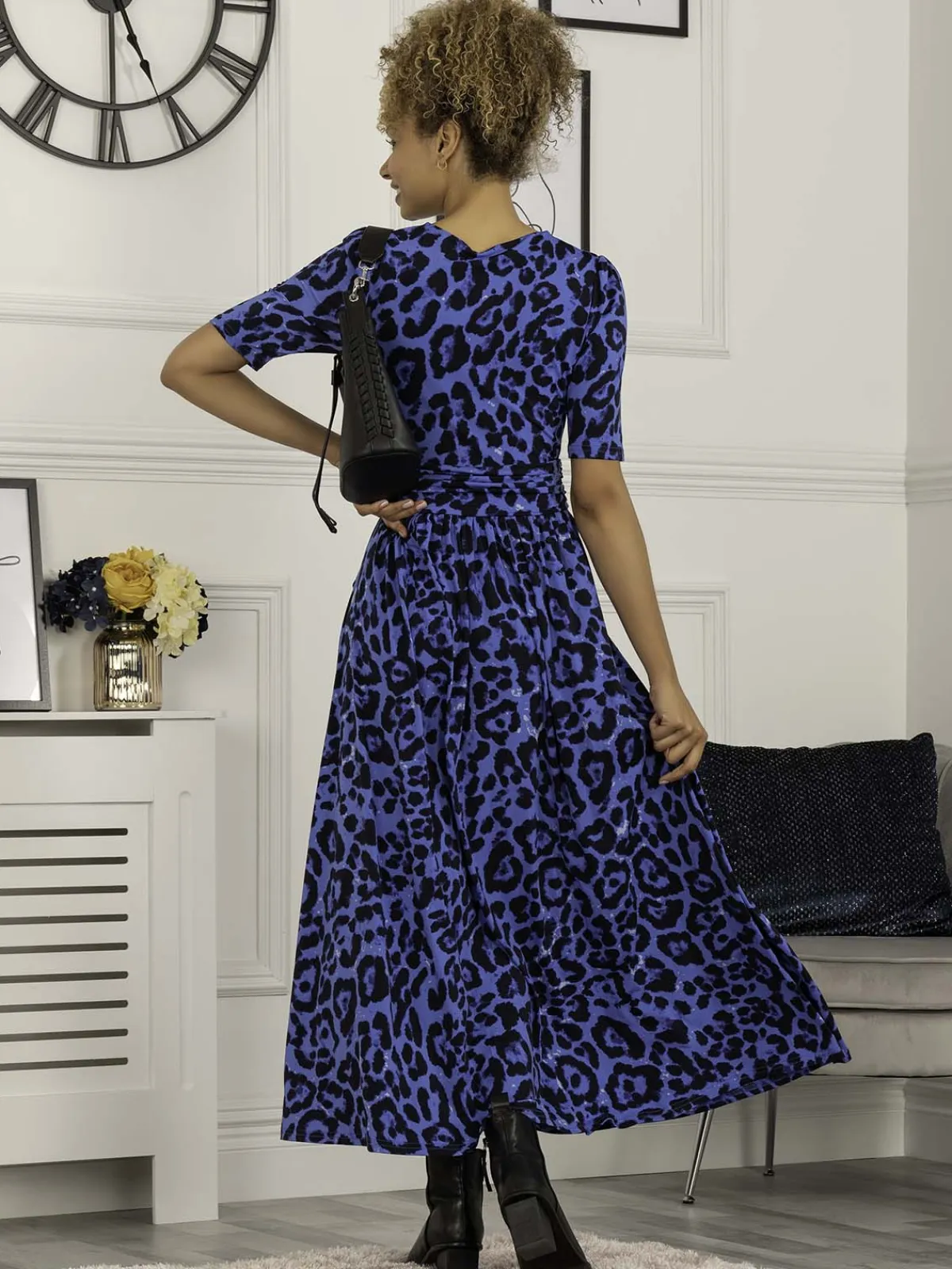 Jolie Moi Occasion Dresses|Jersey Dresses-Beatrice Jersey Maxi Dress, Blue Animal