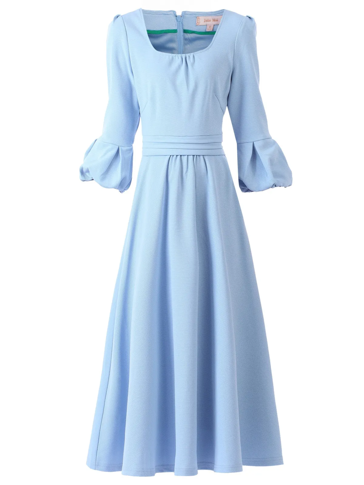 Jolie Moi Occasion Dresses|Office Dresses-Bell Sleeve Midi Dress, Blue