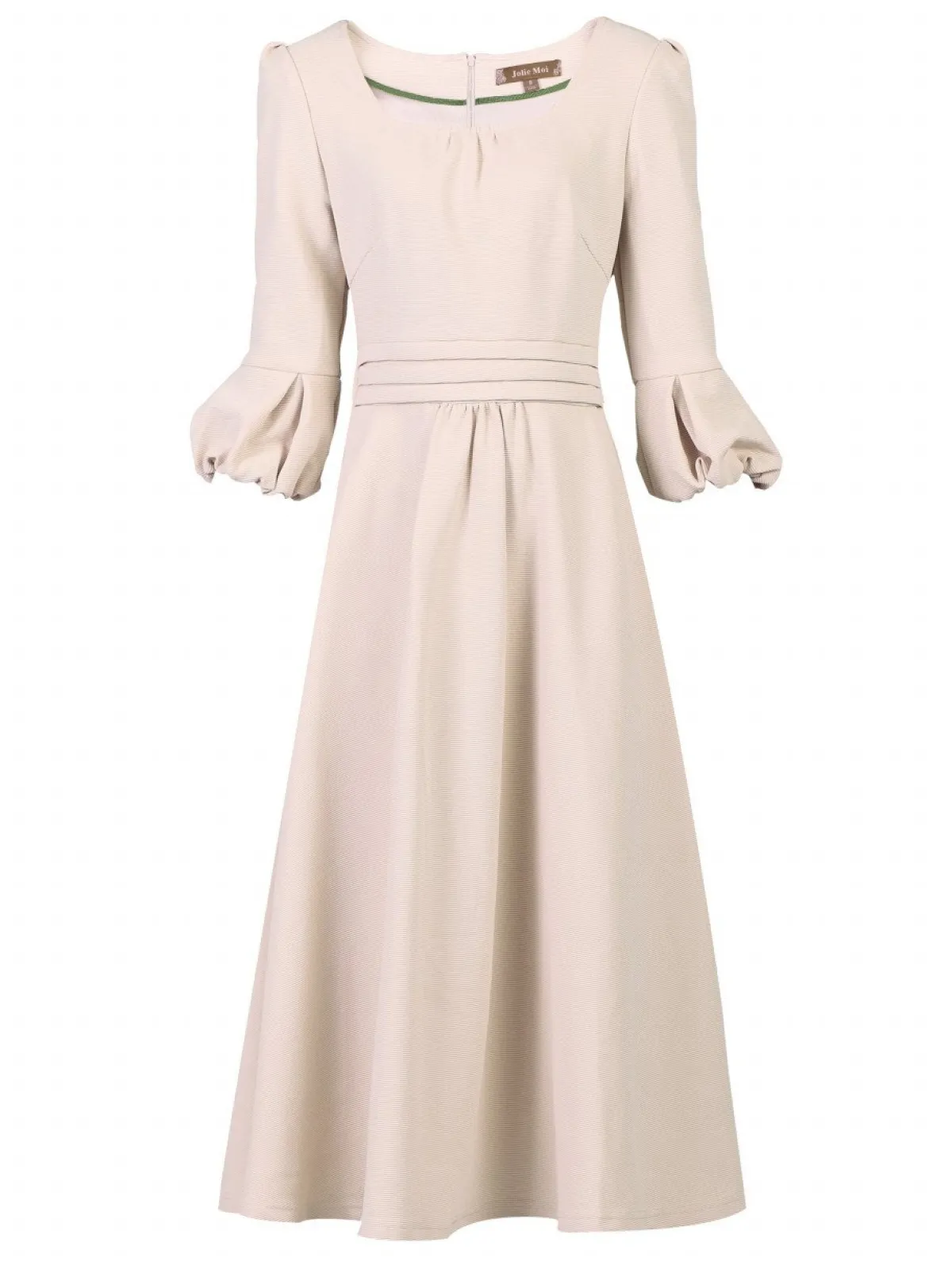 Jolie Moi Occasion Dresses|Office Dresses-Bell Sleeve Midi Dress, Oyster