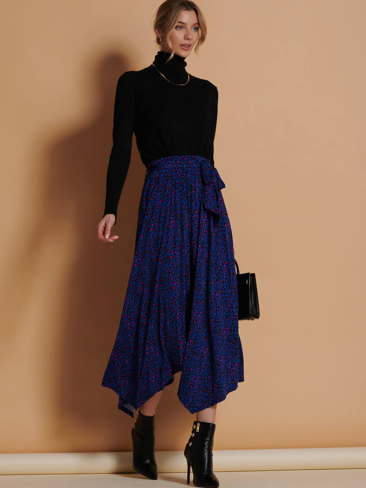 Jolie Moi Skirts|Weekend Casuals-Cady Animal Print Maxi Skirt, Blue Animal