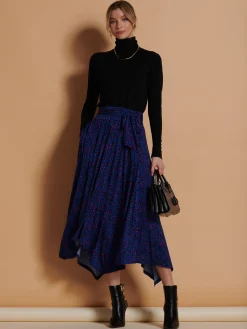 Jolie Moi Skirts|Weekend Casuals-Cady Animal Print Maxi Skirt, Blue Animal