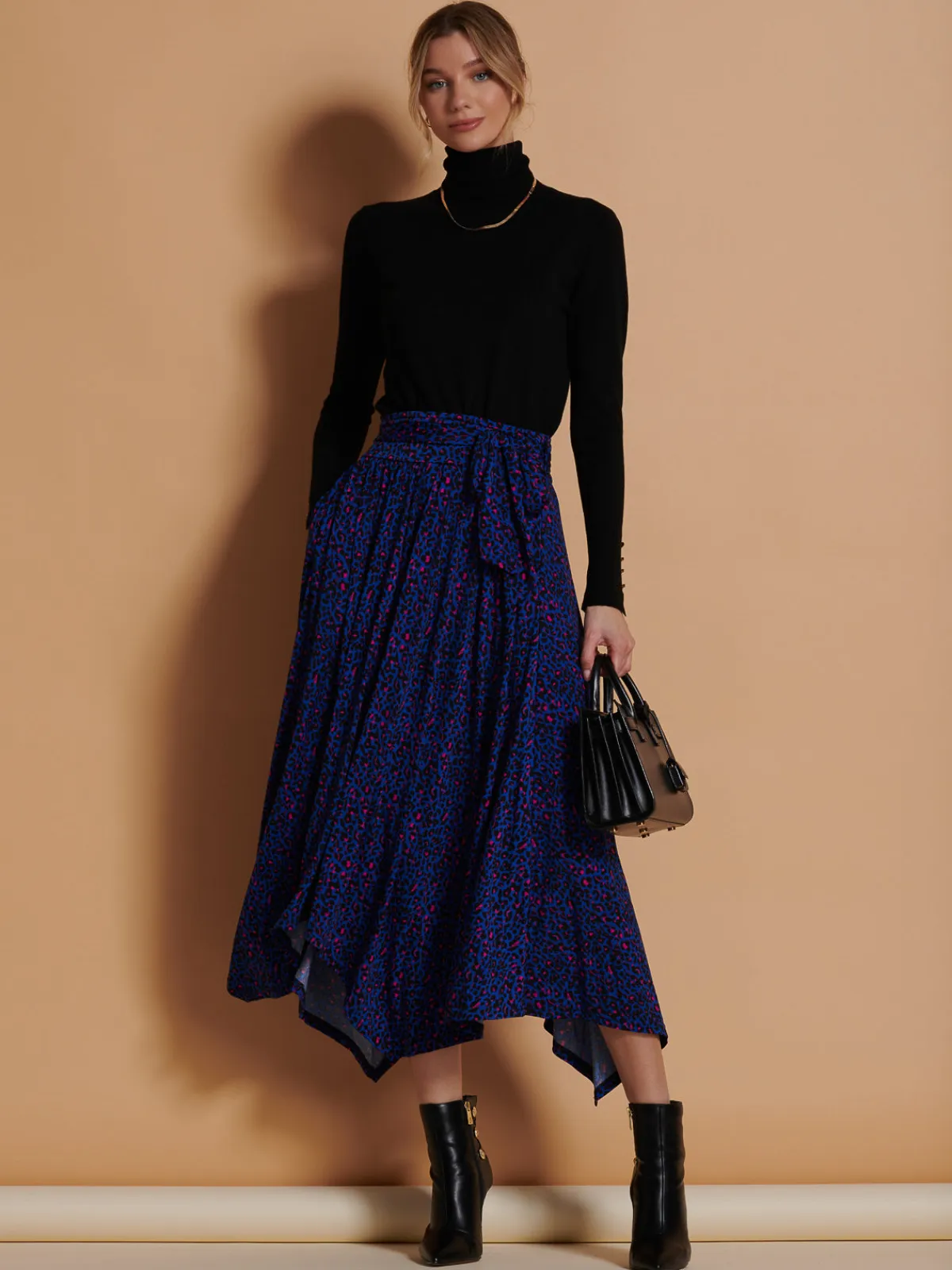 Jolie Moi Skirts|Weekend Casuals-Cady Animal Print Maxi Skirt, Blue Animal